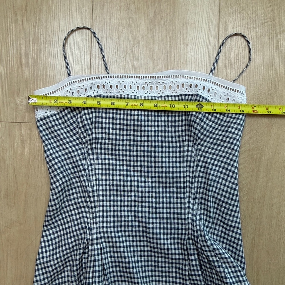 Reformation Pomona Linen Dress In Big Slate Check - Picture 8 of 11